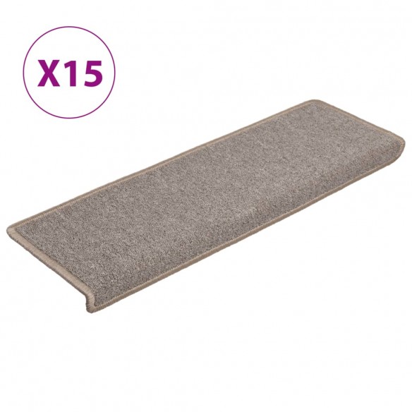 Tapis d'escalier 15 pcs 65x21x4 cm Marron clair