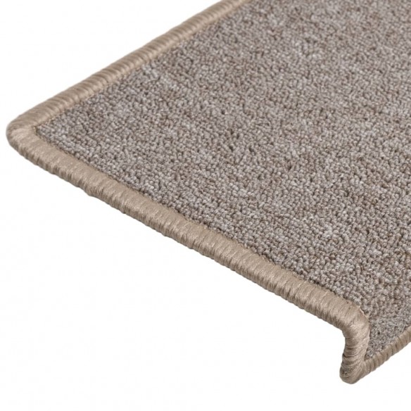 Tapis d'escalier 15 pcs 65x21x4 cm Marron clair