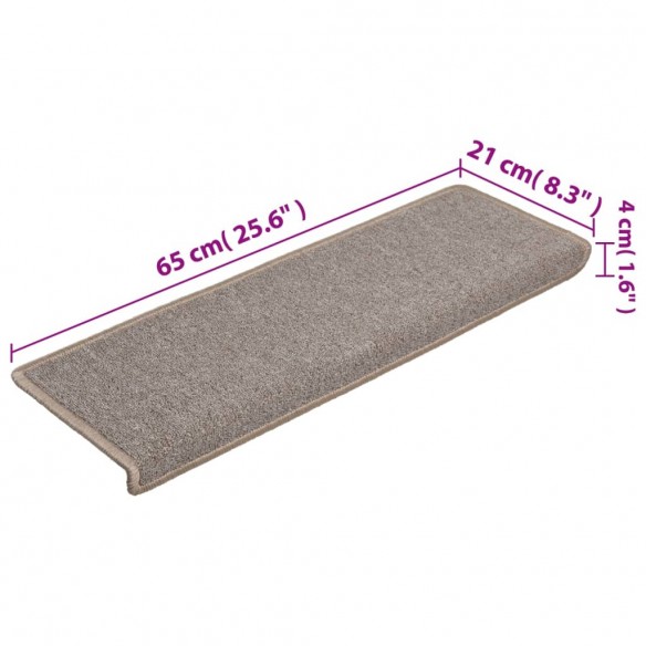 Tapis d'escalier 15 pcs 65x21x4 cm Marron clair