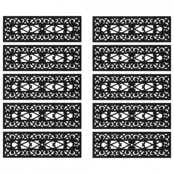 Marches d'escalier 10 pcs 25x75 cm caoutchouc