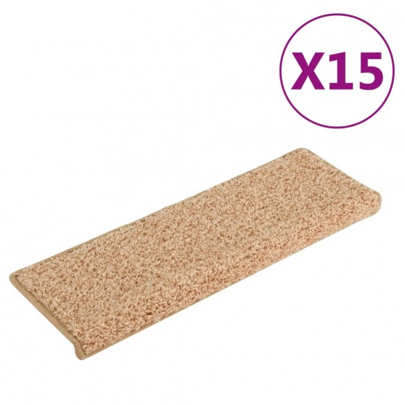 Tapis d'escalier 15 pcs Doré 65x21x4cm