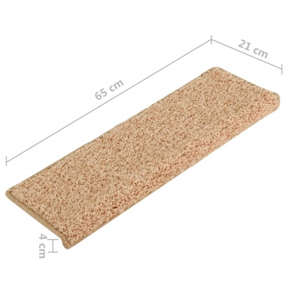 Tapis d'escalier 15 pcs Doré 65x21x4cm