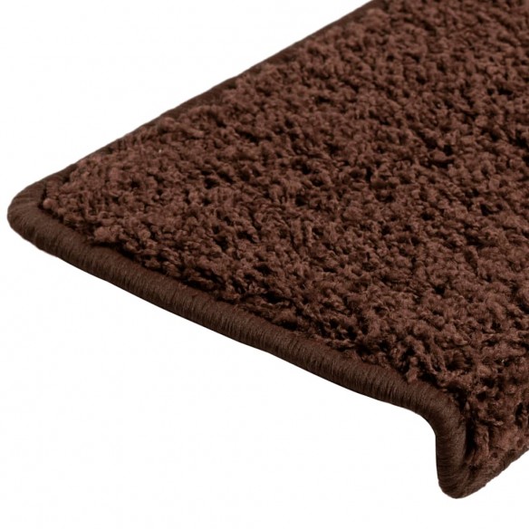 Tapis d'escalier 15 pcs 65x21x4 cm Marron