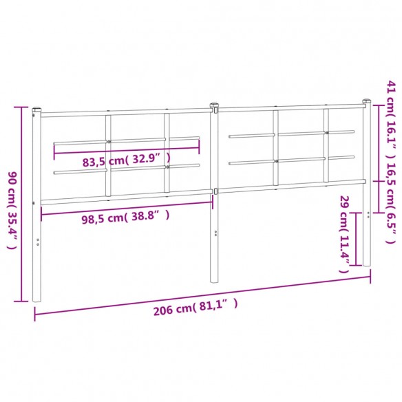 Tête de lit métal blanc 200 cm