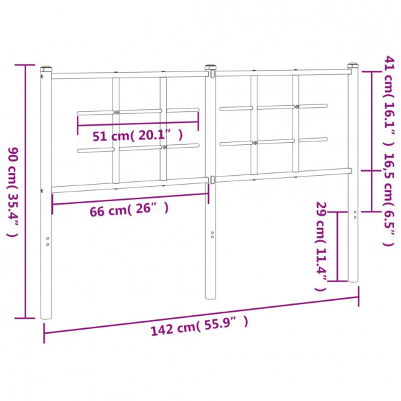 Tête de lit métal noir 135 cm