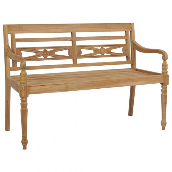 Banc Batavia avec coussin gris 120 cm Bois de teck massif