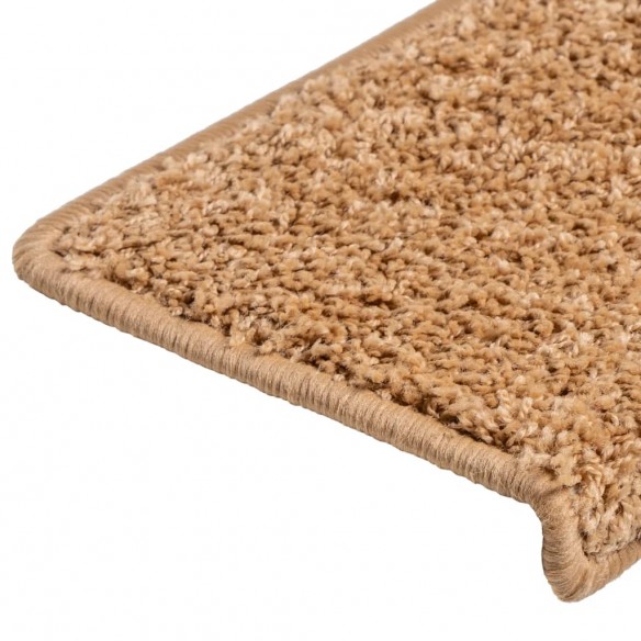 Tapis d'escalier 15 pcs 65x21x4 cm Beige