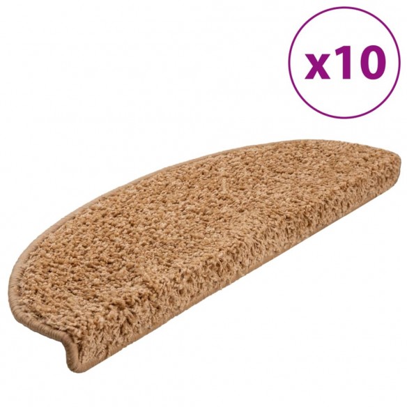 Tapis d'escalier 10 pcs 65x21x4 cm Beige