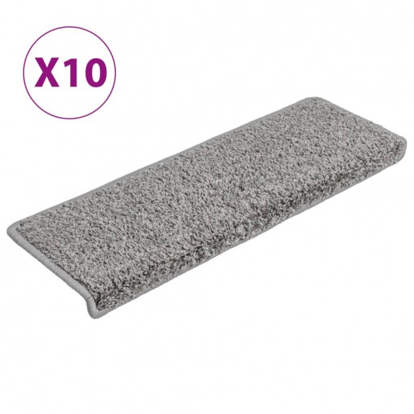 Tapis d'escalier 10 pcs 65x21x4 cm Gris