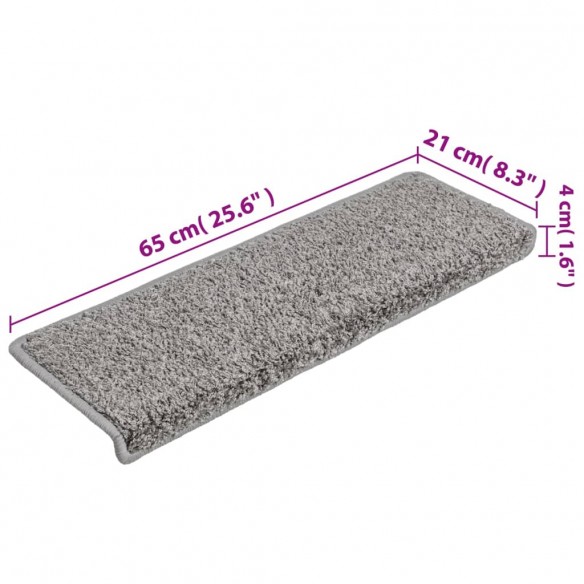 Tapis d'escalier 10 pcs 65x21x4 cm Gris