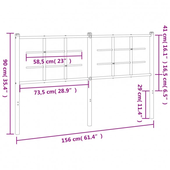 Tête de lit métal noir 150 cm