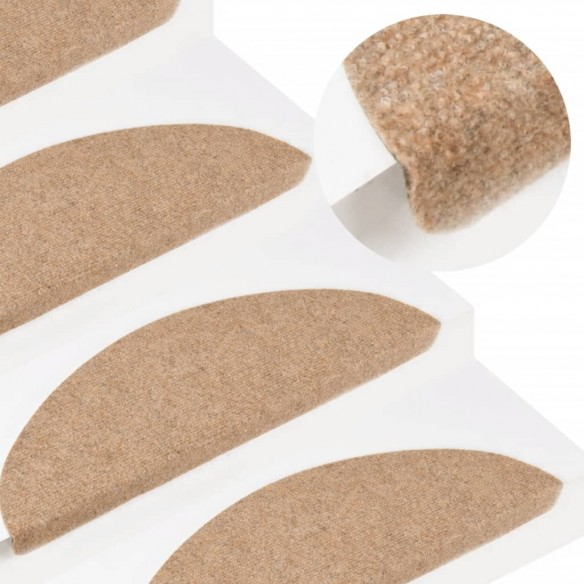 Tapis d'escalier auto-adhésifs 10 pcs beige 65x22,5x3,5 cm