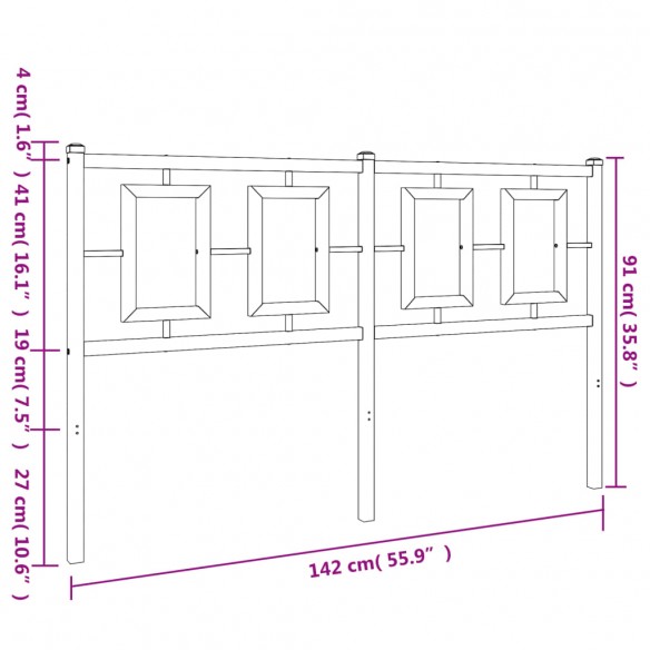 Tête de lit métal blanc 135 cm