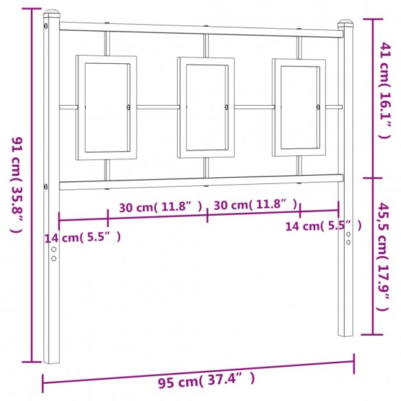 Tête de lit métal noir 90 cm