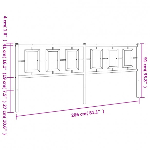 Tête de lit métal noir 200 cm