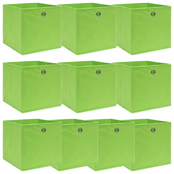 Boîtes de rangement 10 pcs Vert 32x32x32 cm Tissu