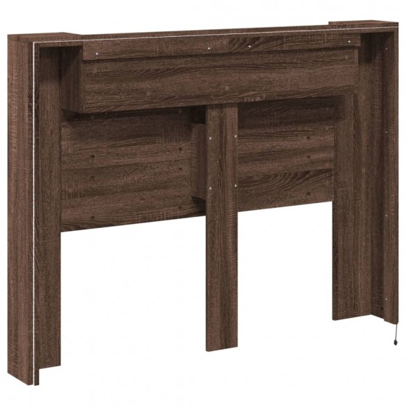 Armoire tête de lit avec LED chêne marron 140x16,5x103,5 cm