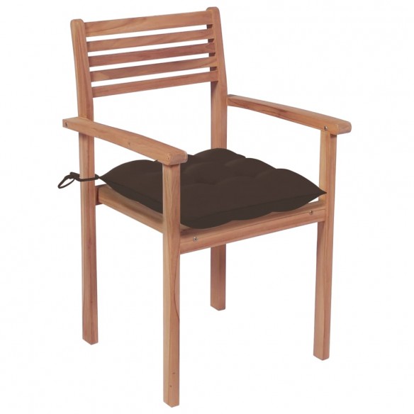 Chaises de jardin 2 pcs avec coussins taupe Bois de teck massif