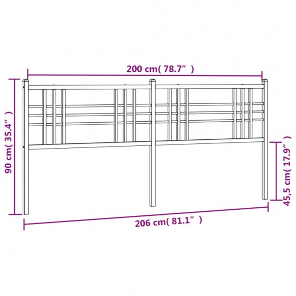 Tête de lit métal noir 200 cm