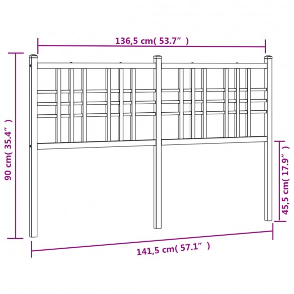 Tête de lit métal noir 137 cm