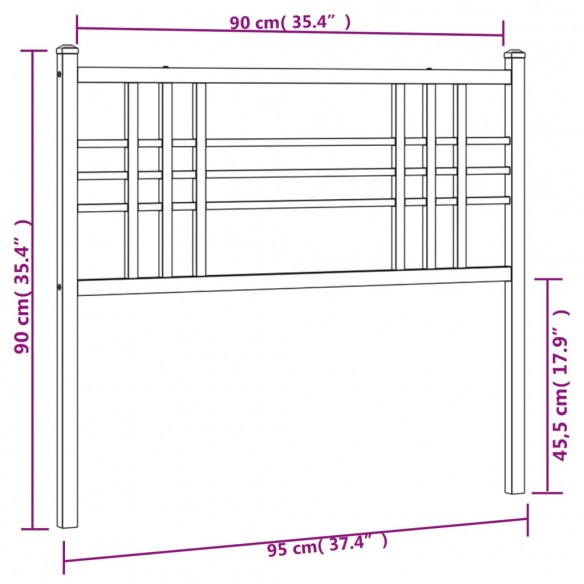 Tête de lit métal blanc 90 cm