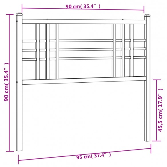 Tête de lit métal noir 90 cm